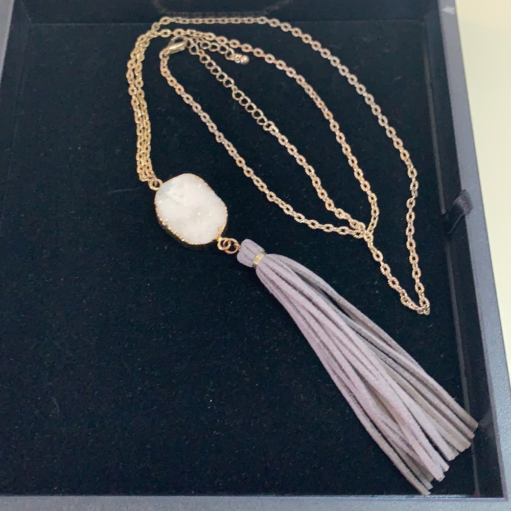 Long Geode stone necklace